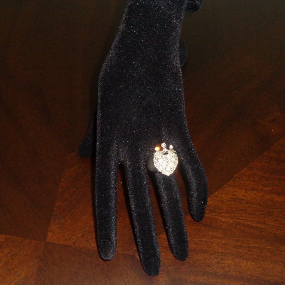Heart and crown ring- costume jewelry